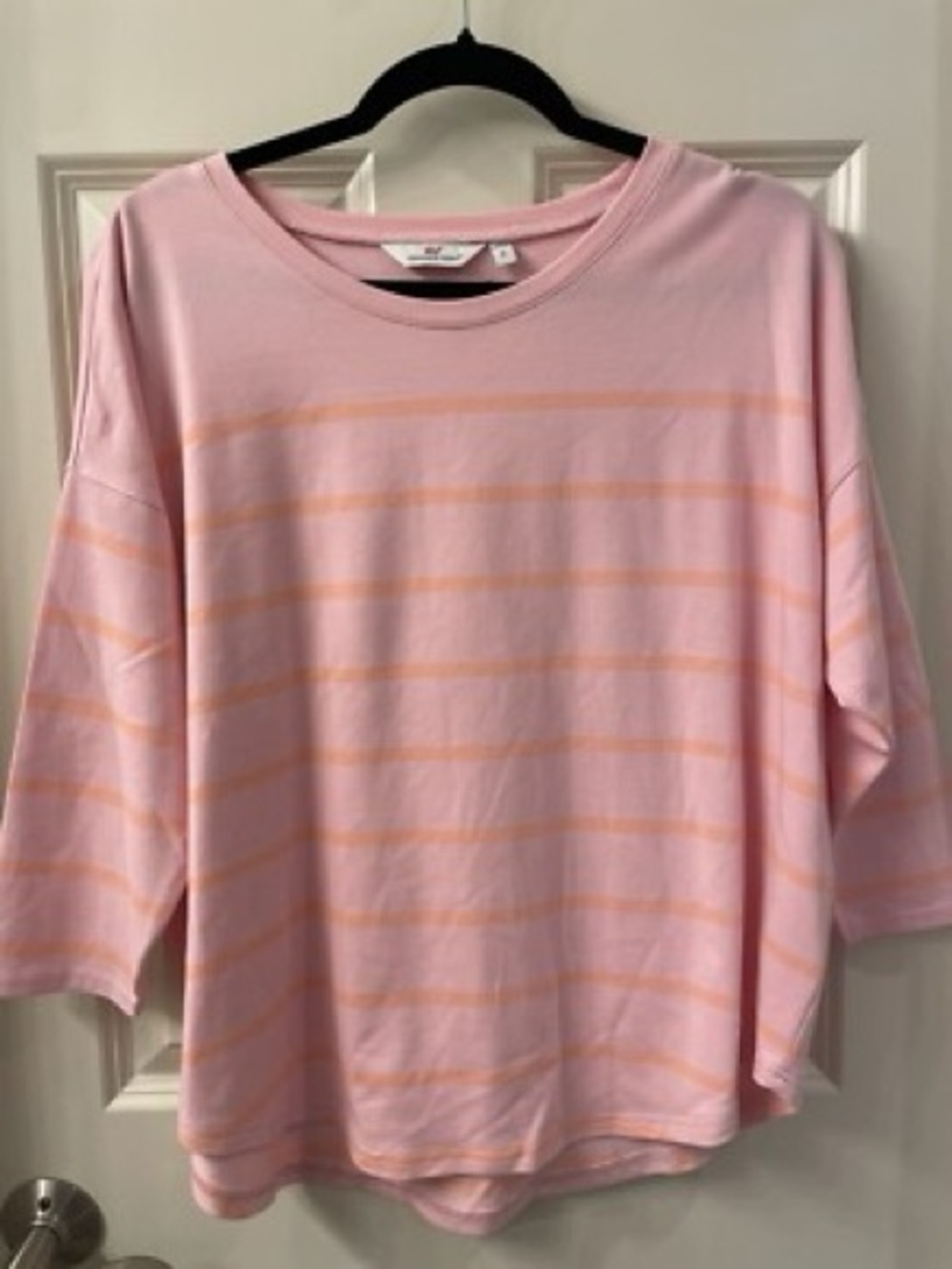 Vineyard Vines Light Pink Striped Long Sleeve Top - large